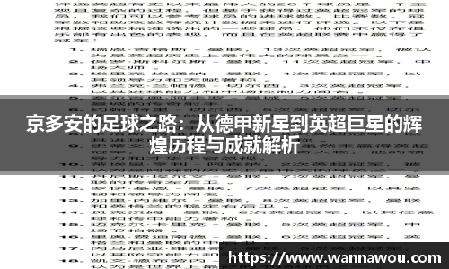 京多安的足球之路：从德甲新星到英超巨星的辉煌历程与成就解析